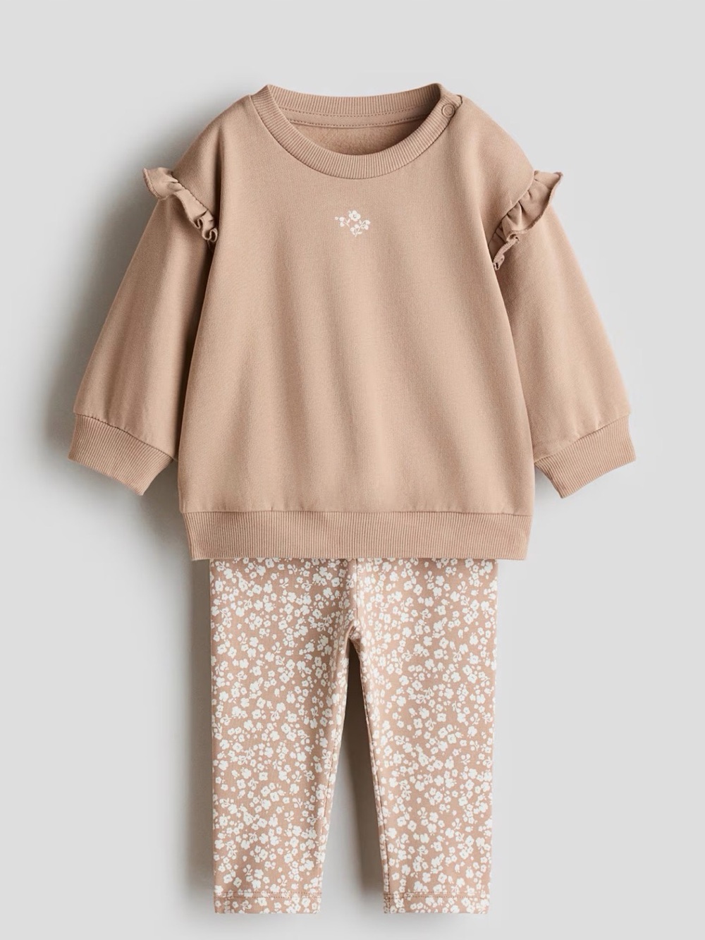 2T Neutral Tan Floral Lounge Bottoms Set from HM